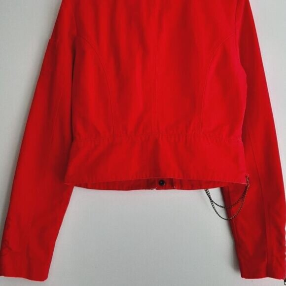 VERO MODA Toga Canvas Moto Bomber Textile Jacket Red Sz M - Picture 12 of 16